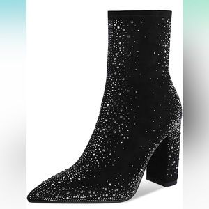 Black and Silver Rhinestone Boots